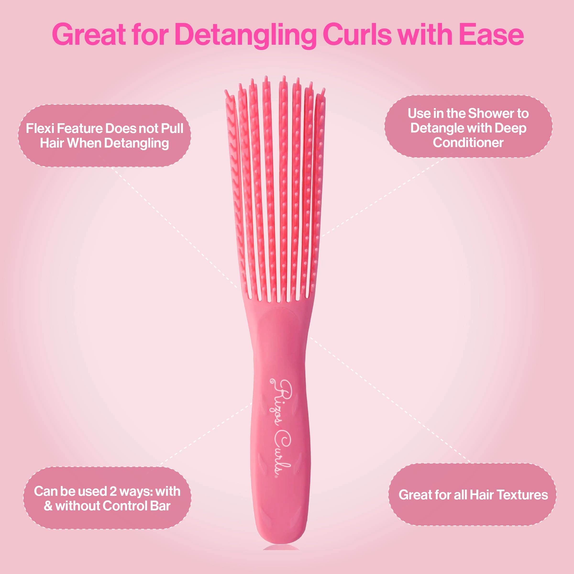 Cepillo Flexible Desenredador en Color de Rosa
