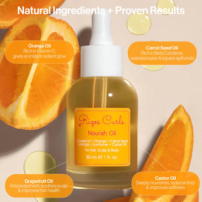 Nourish Oil for Hair, Scalp & Body: Rejuvenating Citrus & Carrot Seed for Frizz Control