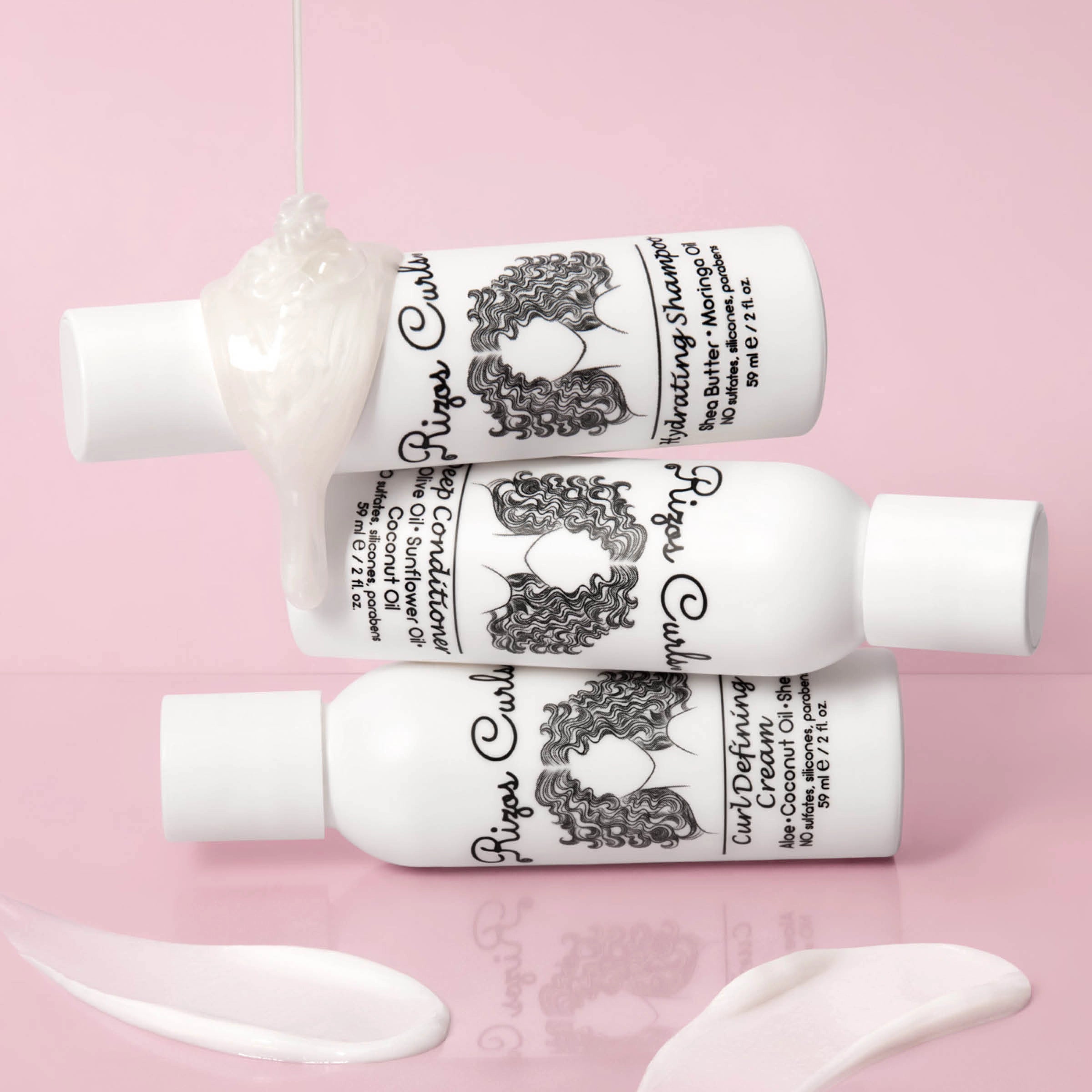 Rizos Curls Travel Kit Trio: Curl Defining Cream, Shampoo, Conditioner