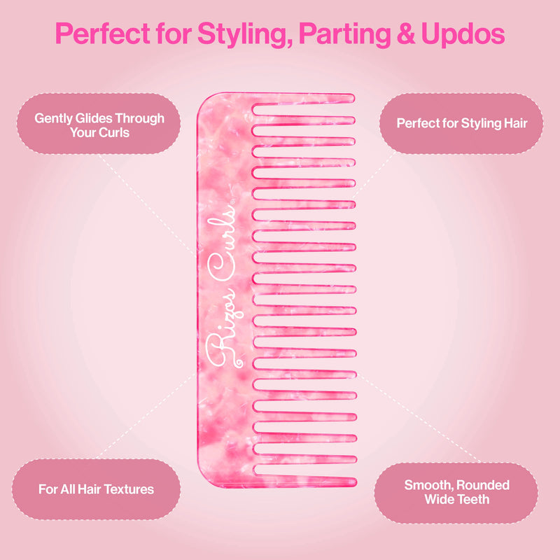 Pink Wide Tooth Styling Comb – Rizos Curls